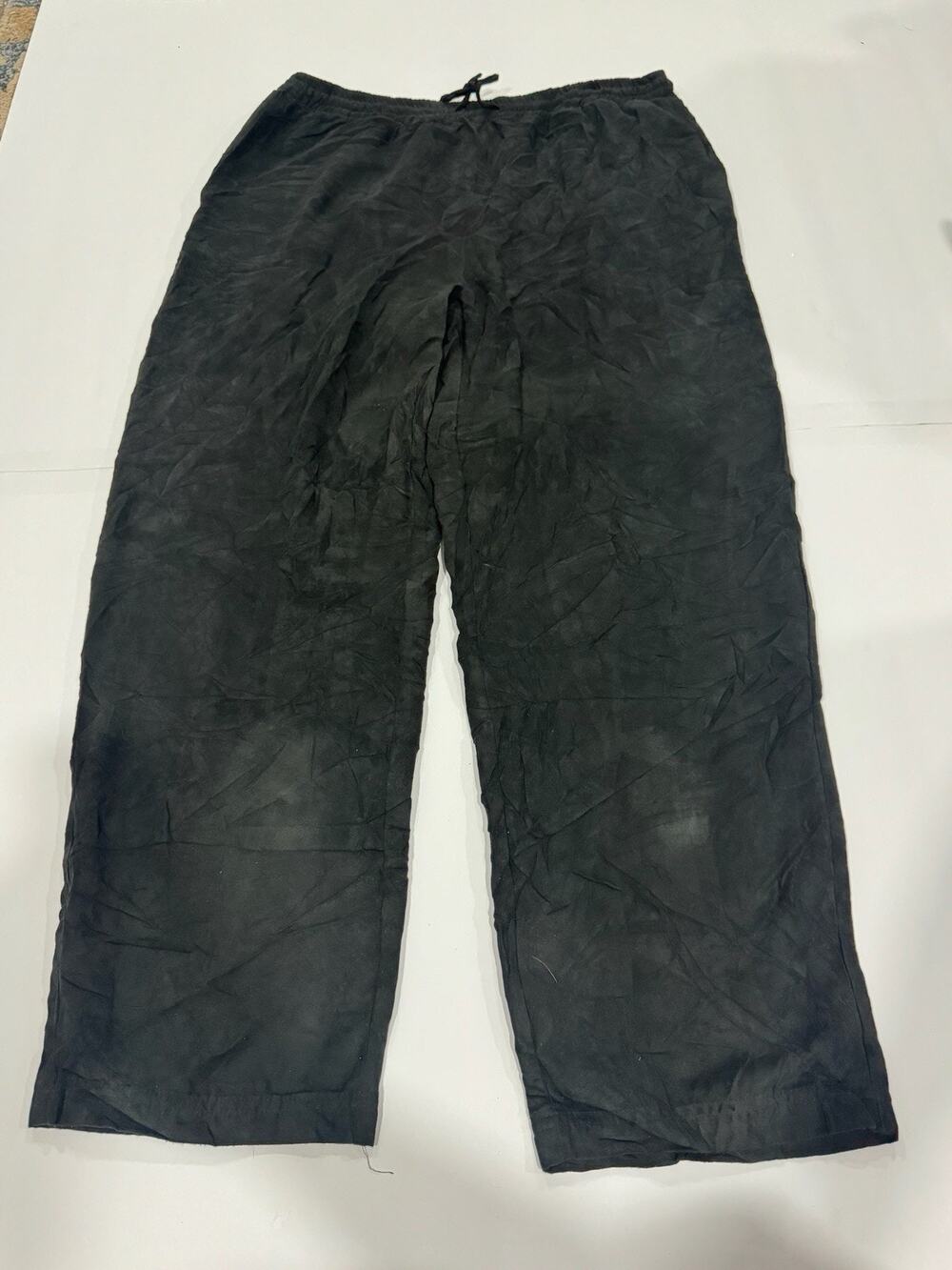 Vintage Selene Sport Nubby Black Elastic Pull on Pants Pockets Quiet Luxury XL